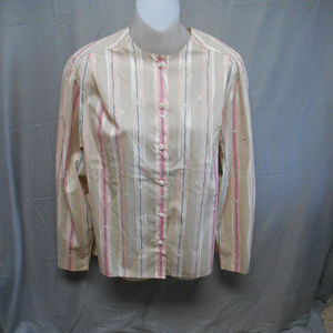 Vintage Dalton tan pink button top women’s size 14